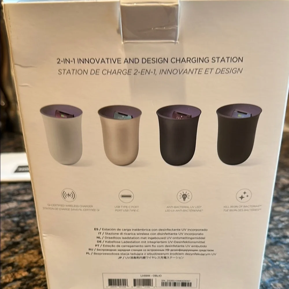 Oblio Wireless Charging Station with UV Sanitizer - White